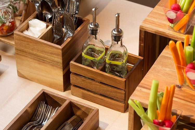 Portaposate 4 scomparti in Acacia