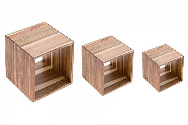 Set alzata cubo in acacia per buffet