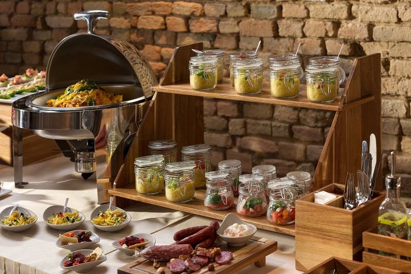 Set alzata buffet in acacia smontabile