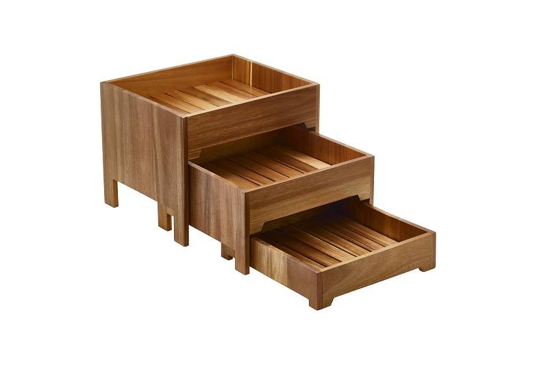 Set buffet acacia in composto da 3 pezzi