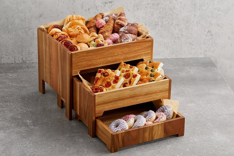 Set buffet acacia in composto da 3 pezzi
