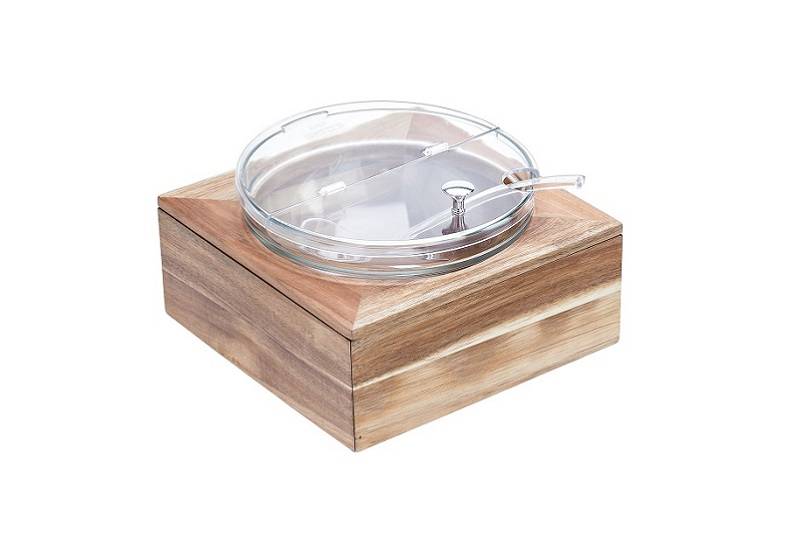 Set Yogurtiera in acacia con ciotola e mattonella refrigerante