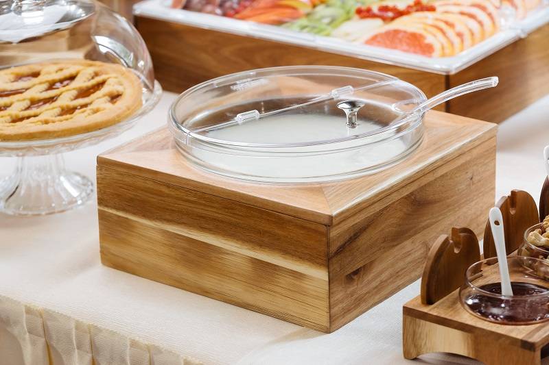 Set Yogurtiera in acacia con ciotola e mattonella refrigerante