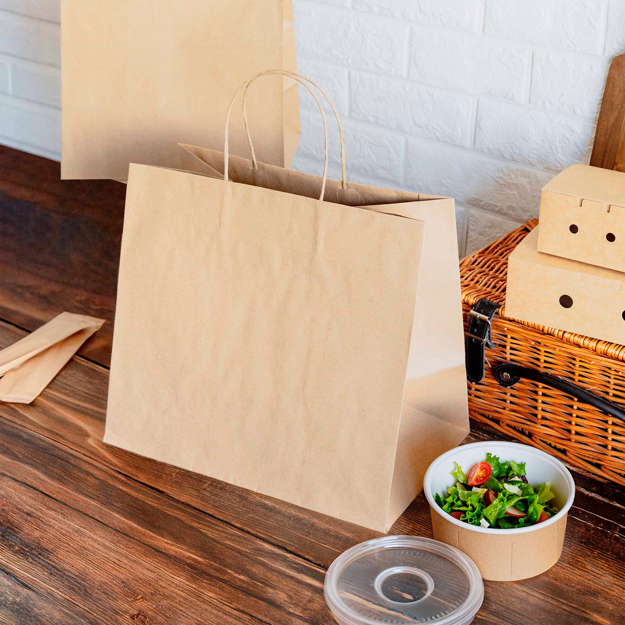 Shopper Take Away Manico Cordino Avana