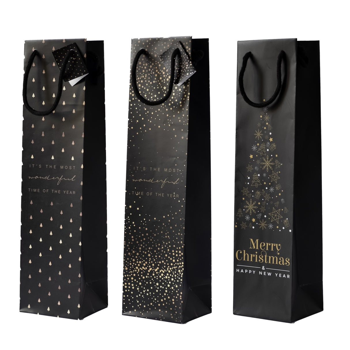 Shopper Wine Black Christmas Per Bottiglie