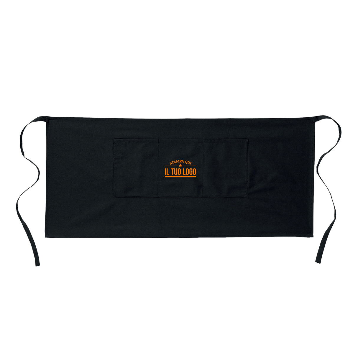 Grembiule Nero Corto Senza Tasche Personalizzabile