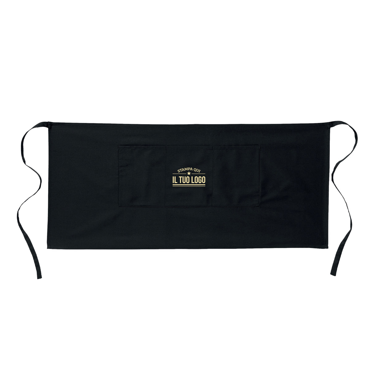 Grembiule Nero Corto Senza Tasche Personalizzabile