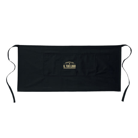 Grembiule Nero Corto Senza Tasche Personalizzabile