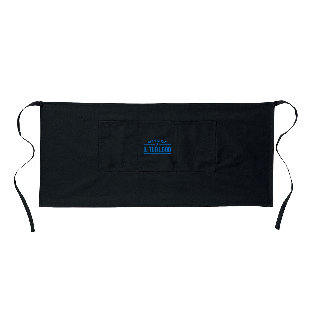 Grembiule Nero Corto Senza Tasche Personalizzabile