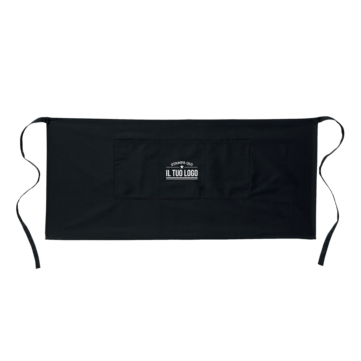 Grembiule Nero Corto Senza Tasche Personalizzabile