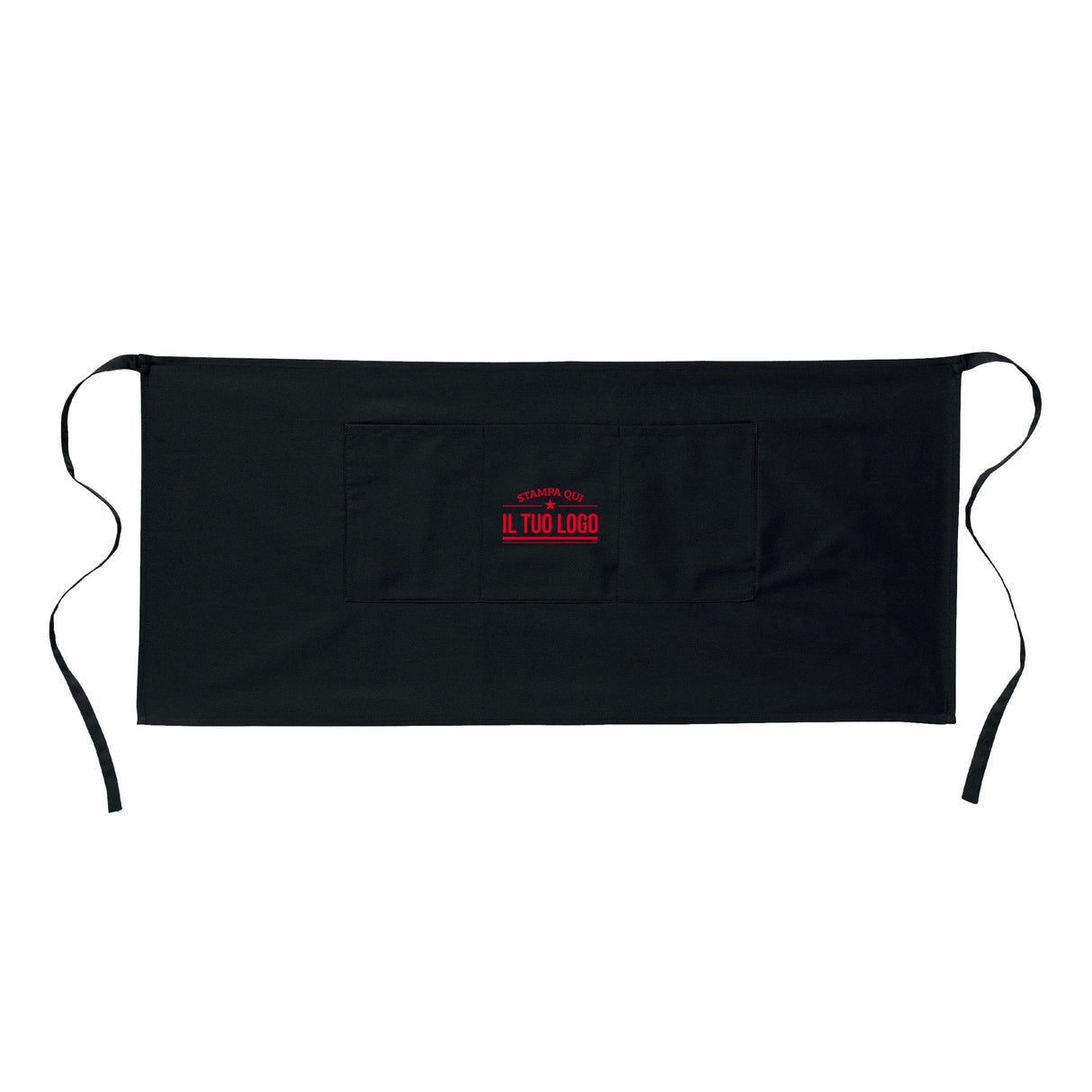 Grembiule Nero Corto Senza Tasche Personalizzabile