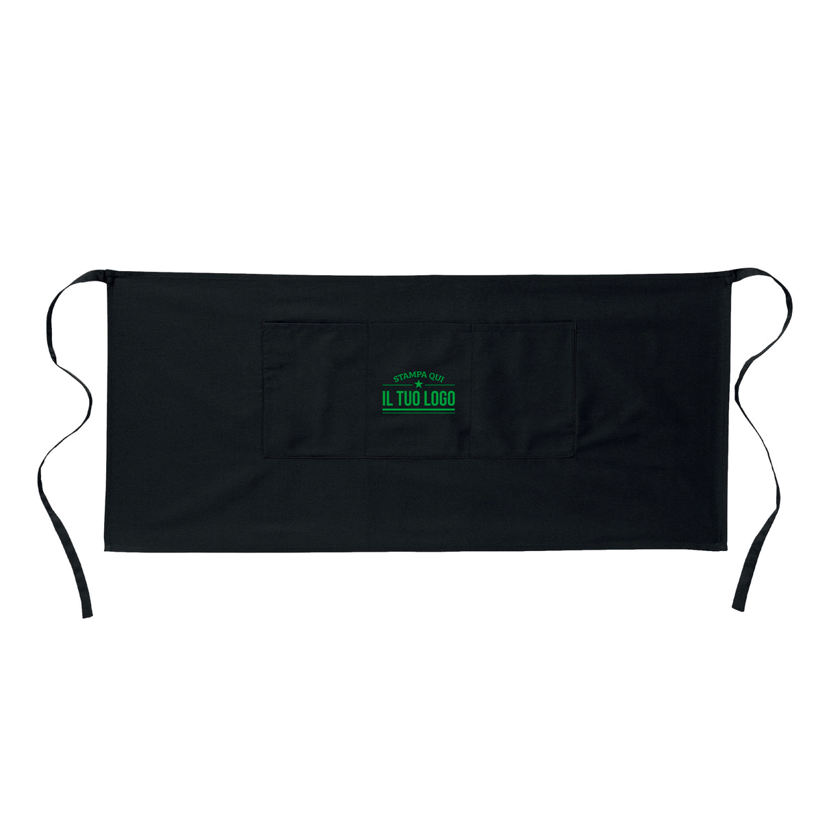 Grembiule Nero Corto Senza Tasche Personalizzabile