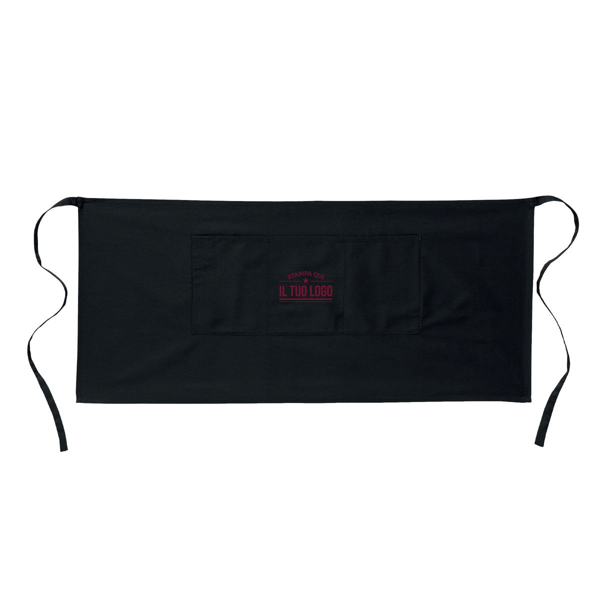 Grembiule Nero Corto Senza Tasche Personalizzabile