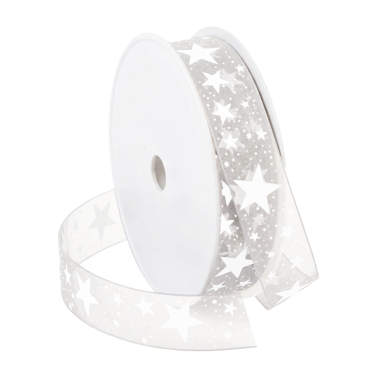 Ruban Organza Étoiles impression blanche