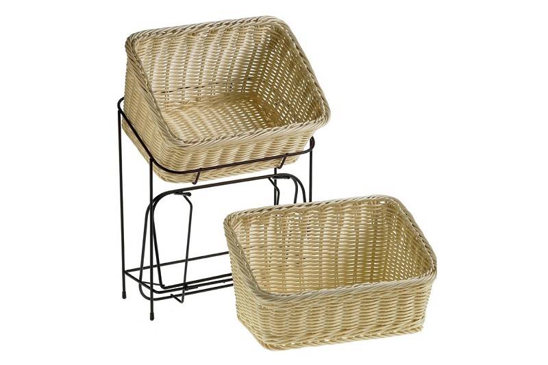 Set alzata con due cestini supporto e