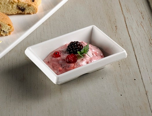 Piattino rettangolare in melamina bianca