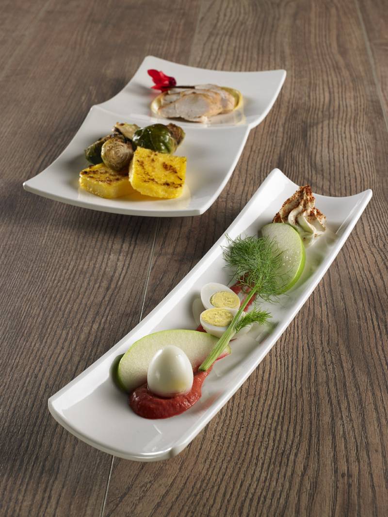 Vassoio Pagoda in melamina bianca