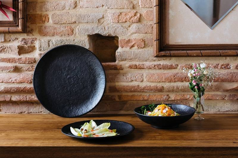 Vassoio melamina linea Maya in nero