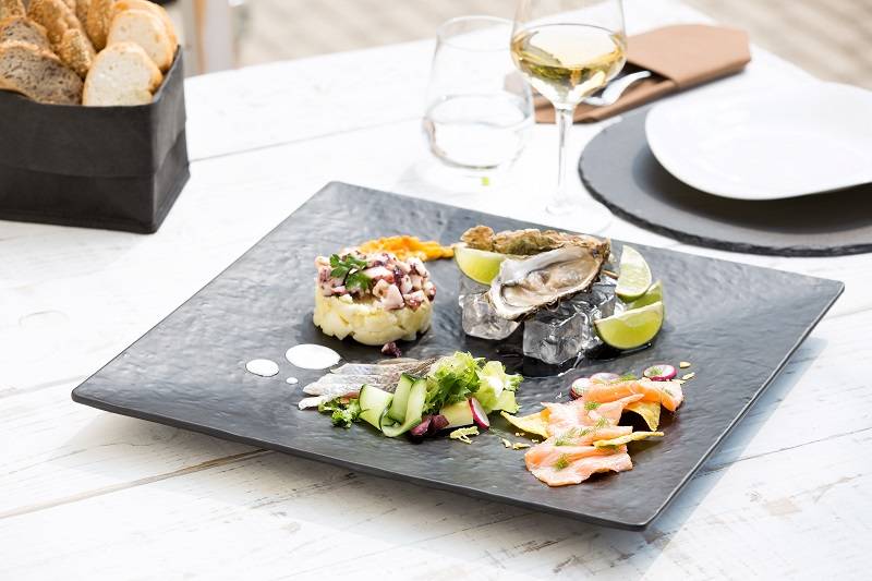 Vassoio Maya melamina rettangolare effetto pietra