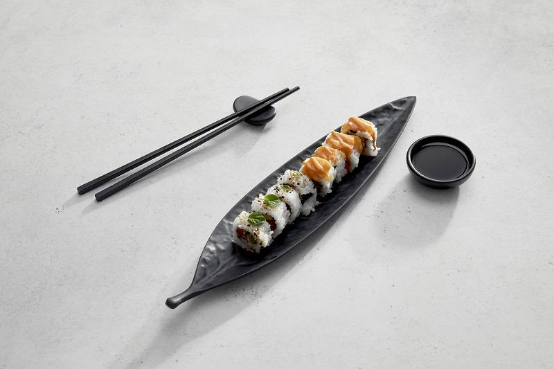 Vassoio foglia in melamina nera