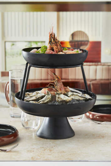 Piatto tondo nero in melamina cm 27x53h