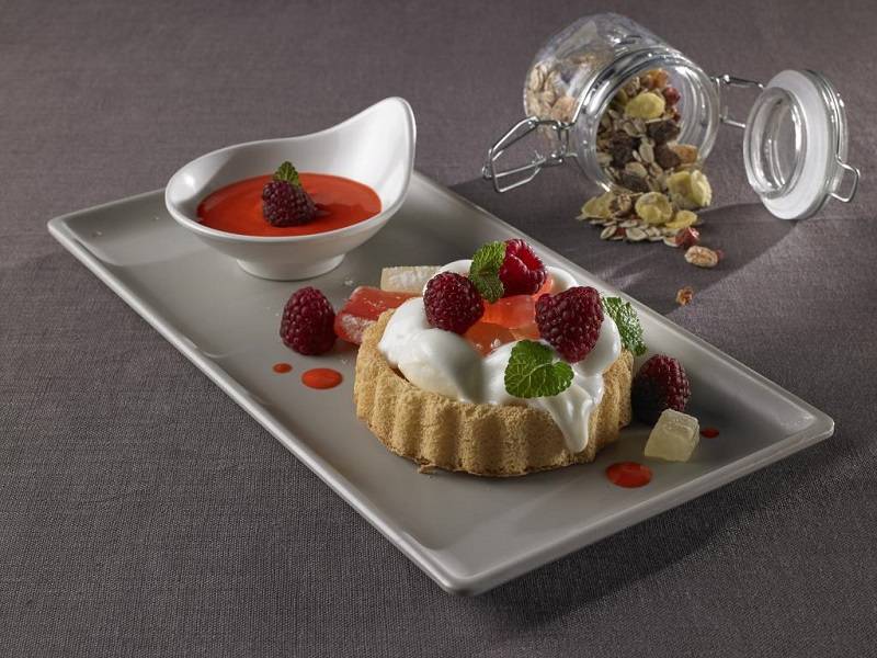 Vassoio rettangolare in melamina grigio chiaro