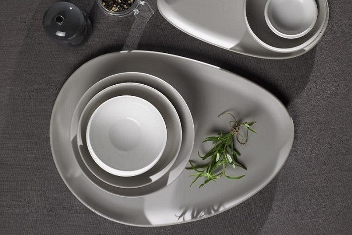 Piatto ovale grigio in melamina