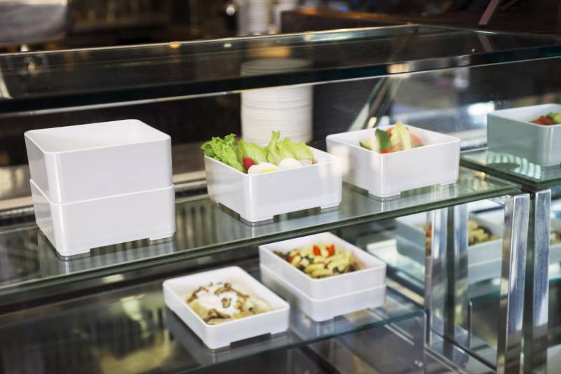 Vaschetta rettangolare impilabile in melamina