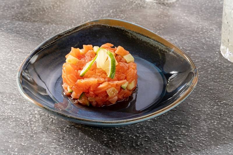 Piatto in melamina Ibiza con decoro blu