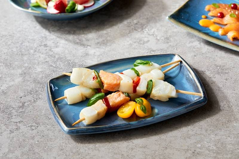 Piatto blu in melamina Ibiza rettangolare