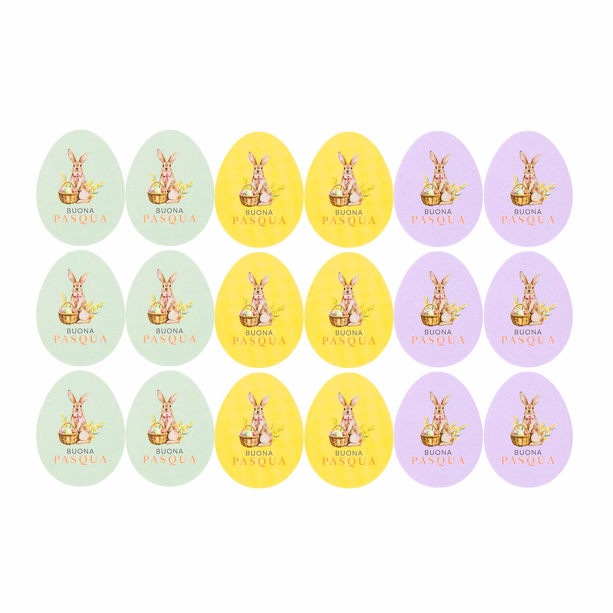 Etichette Buona Pasqua con Coniglio Mix cm 3x4