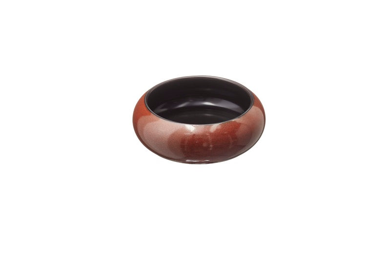 Piatto tondo in porcellana con esterno marrone e