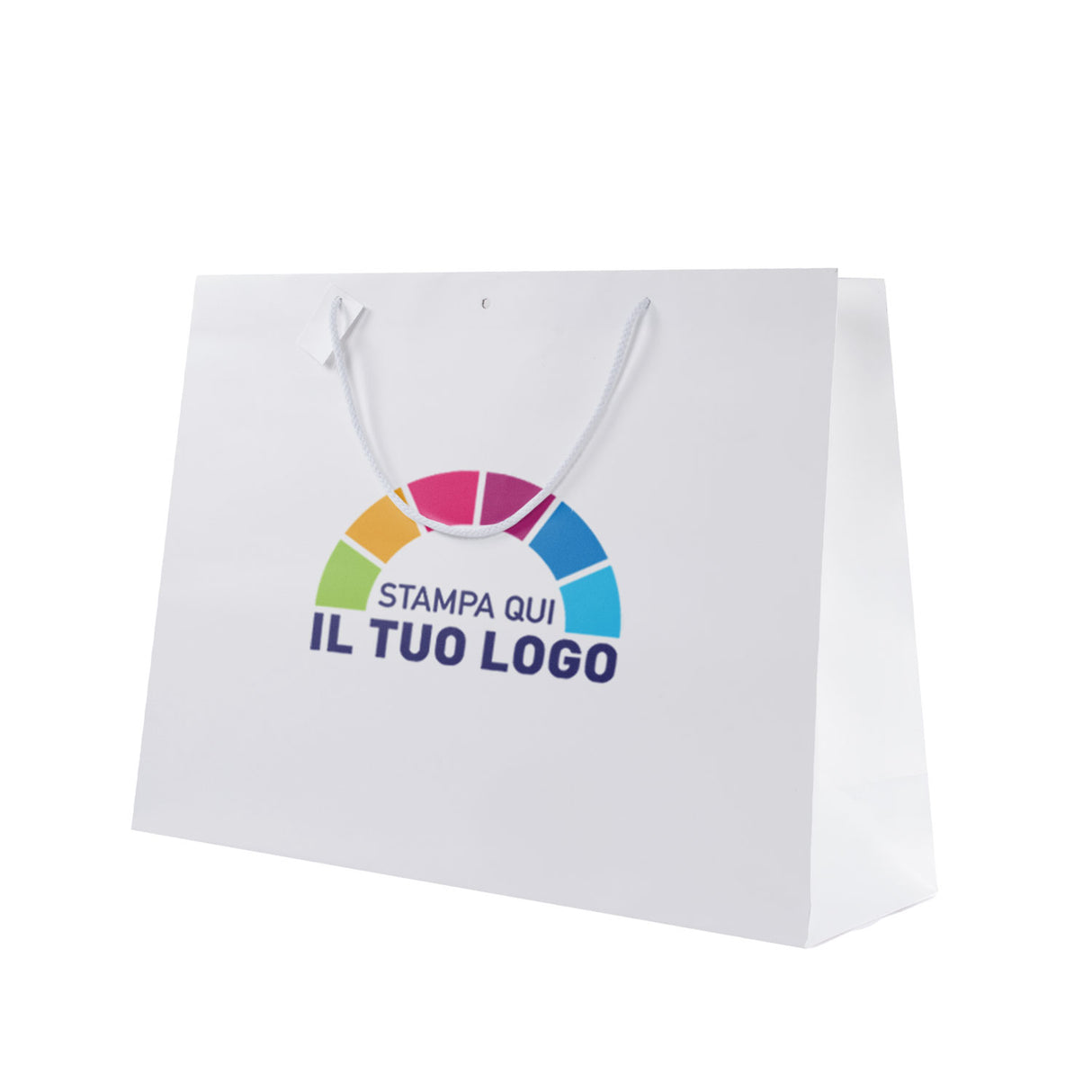 Shopper White con Tag e Foro Personalizzata a colori