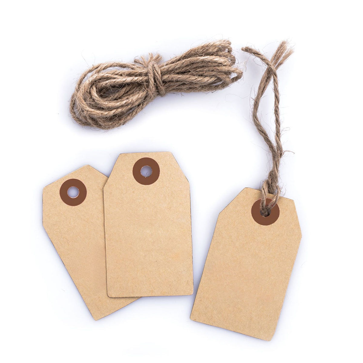 HOMETOOLS 100 - Ciondolo in carta kraft, made with Love, 5,5 x 4 cm, 10 m, filo di iuta bianco