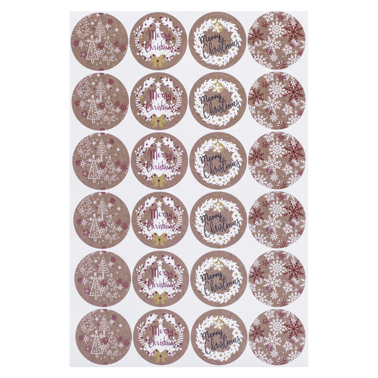 Etichette Adesive Christmas Kraft Mix