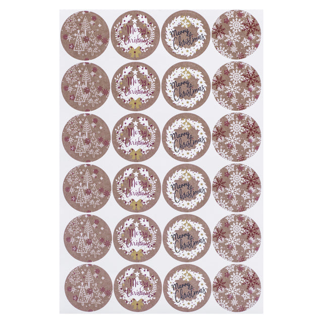 Etichette Adesive Christmas Kraft Mix