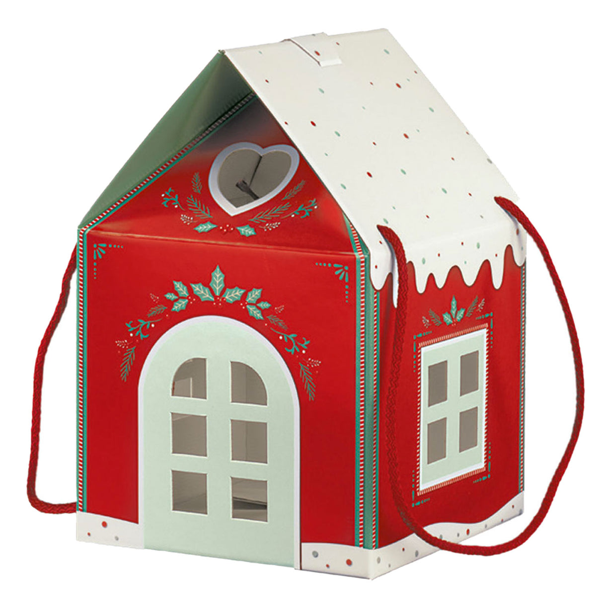 Scatola Casetta con decori di Natale in Cartone