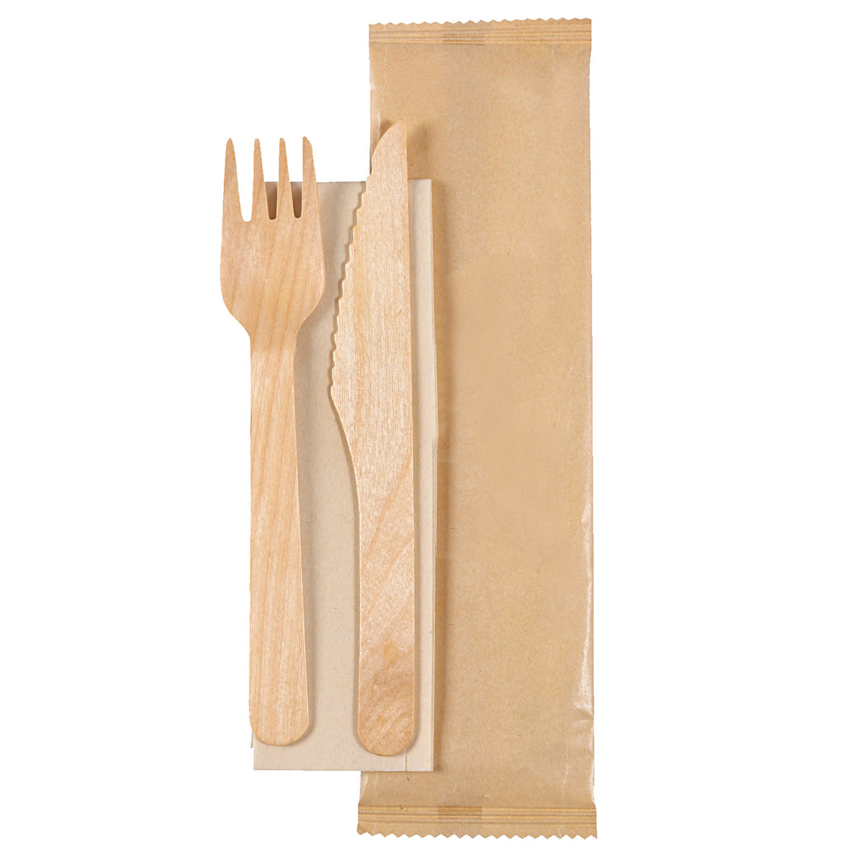 Kit Forchetta Coltello in Legno con Tovagliolo