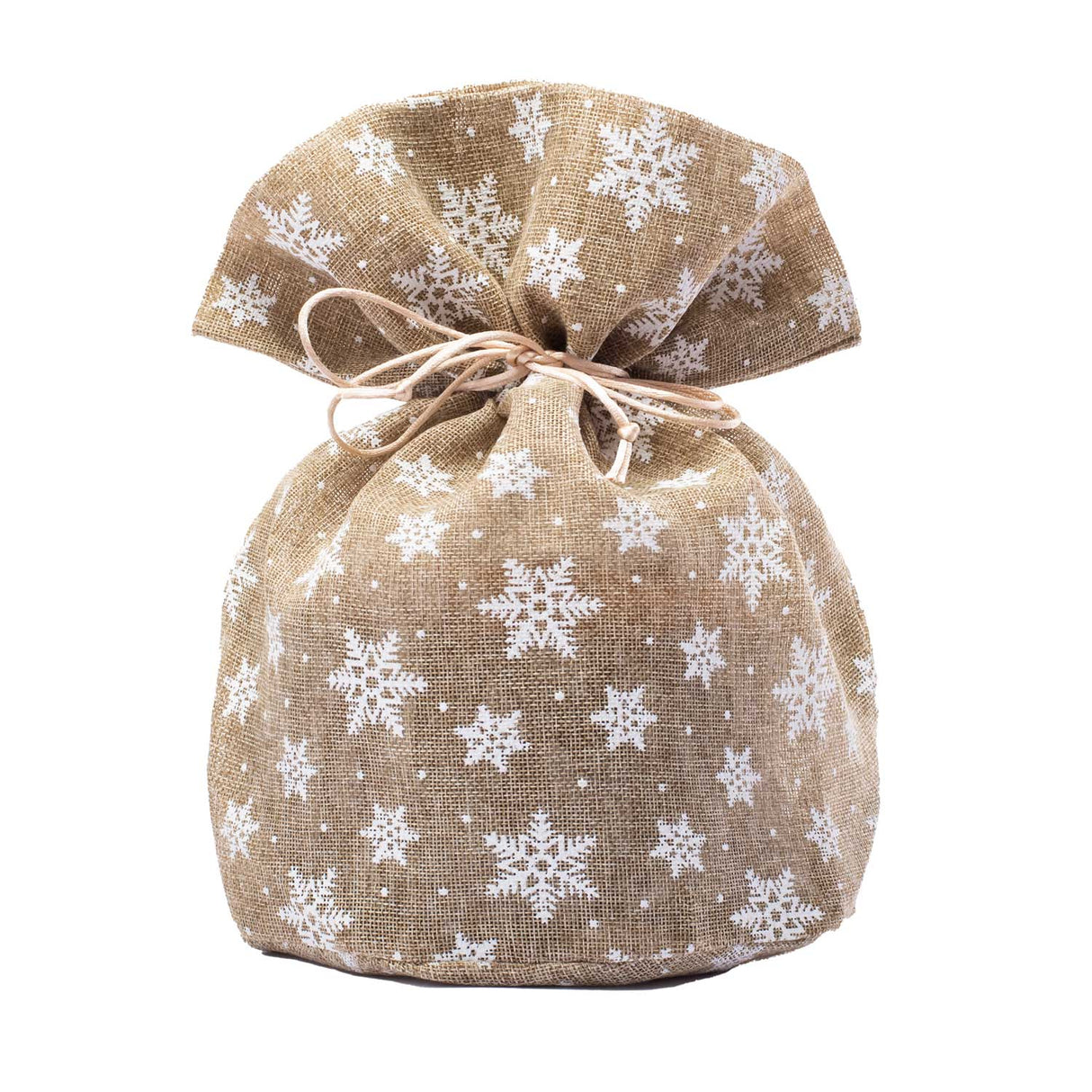 Sacco Portapanettone Tela Naturale e Cristalli