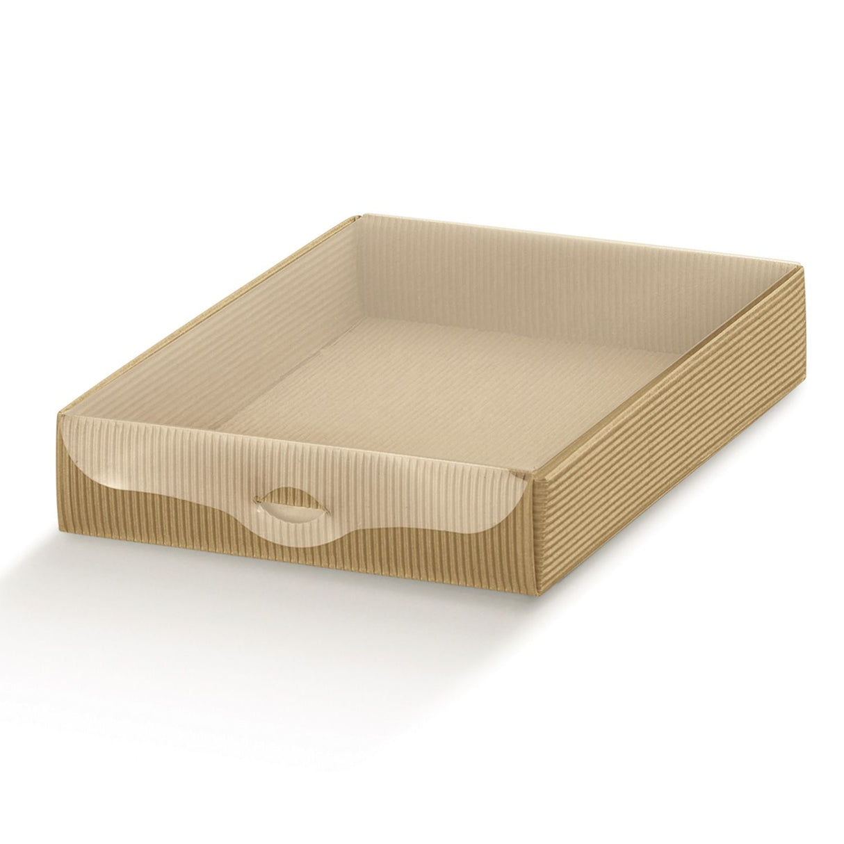 Scatole Onda Avana Basse h 3,5 cm con Coperchio Trasparente