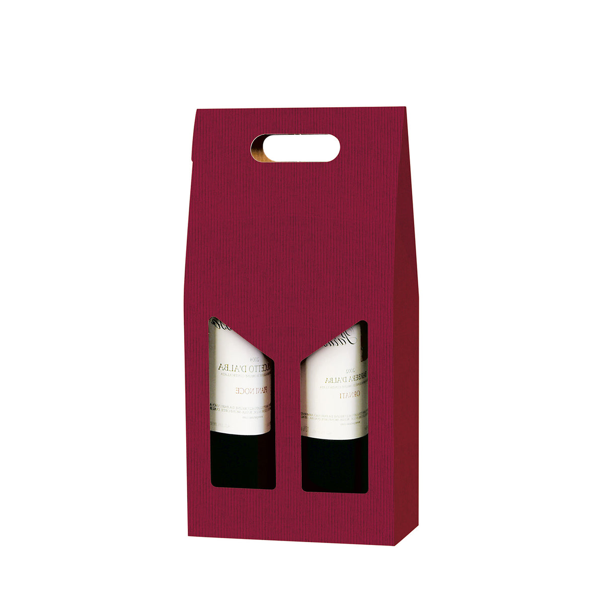 Scatola Porta Bottiglie Onda linea Burgundy con finestra