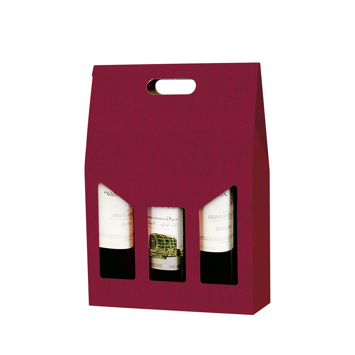 Scatola Porta Bottiglie Onda linea Burgundy con finestra