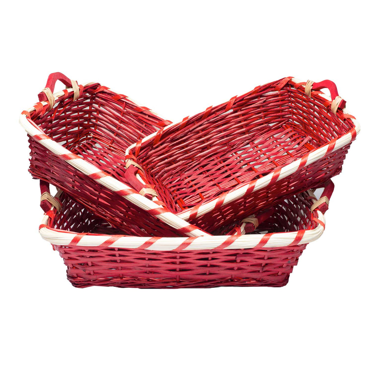 Set 3 Cesti Rossi Rettangolari