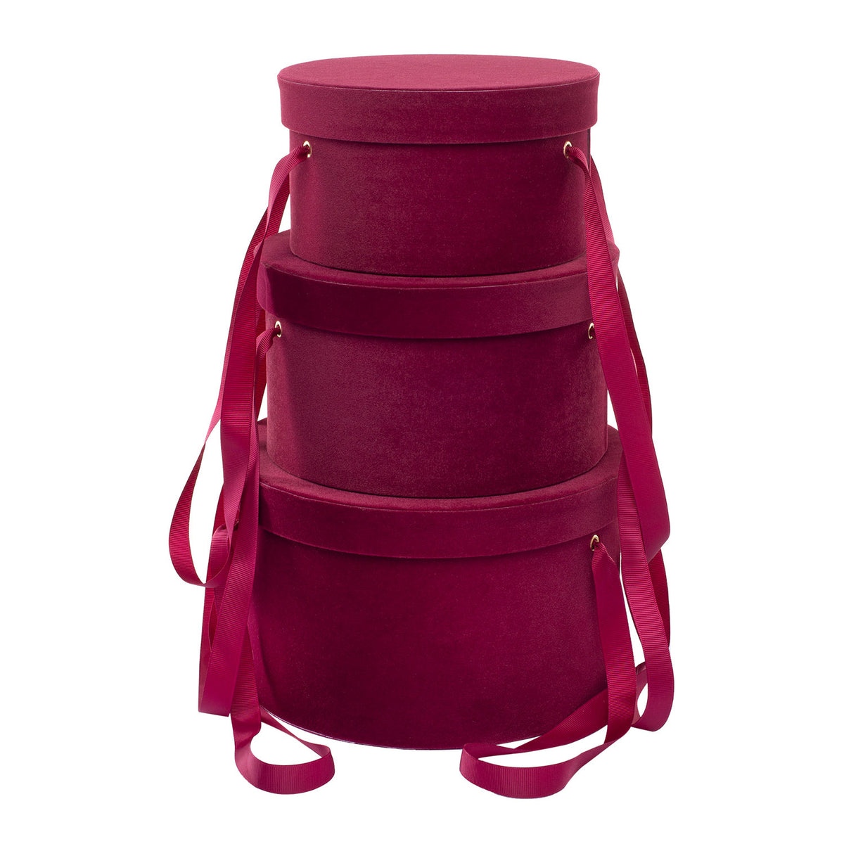 Set di 3 scatole portaoggetti rotonde per cappelli, grigio, vaso di
