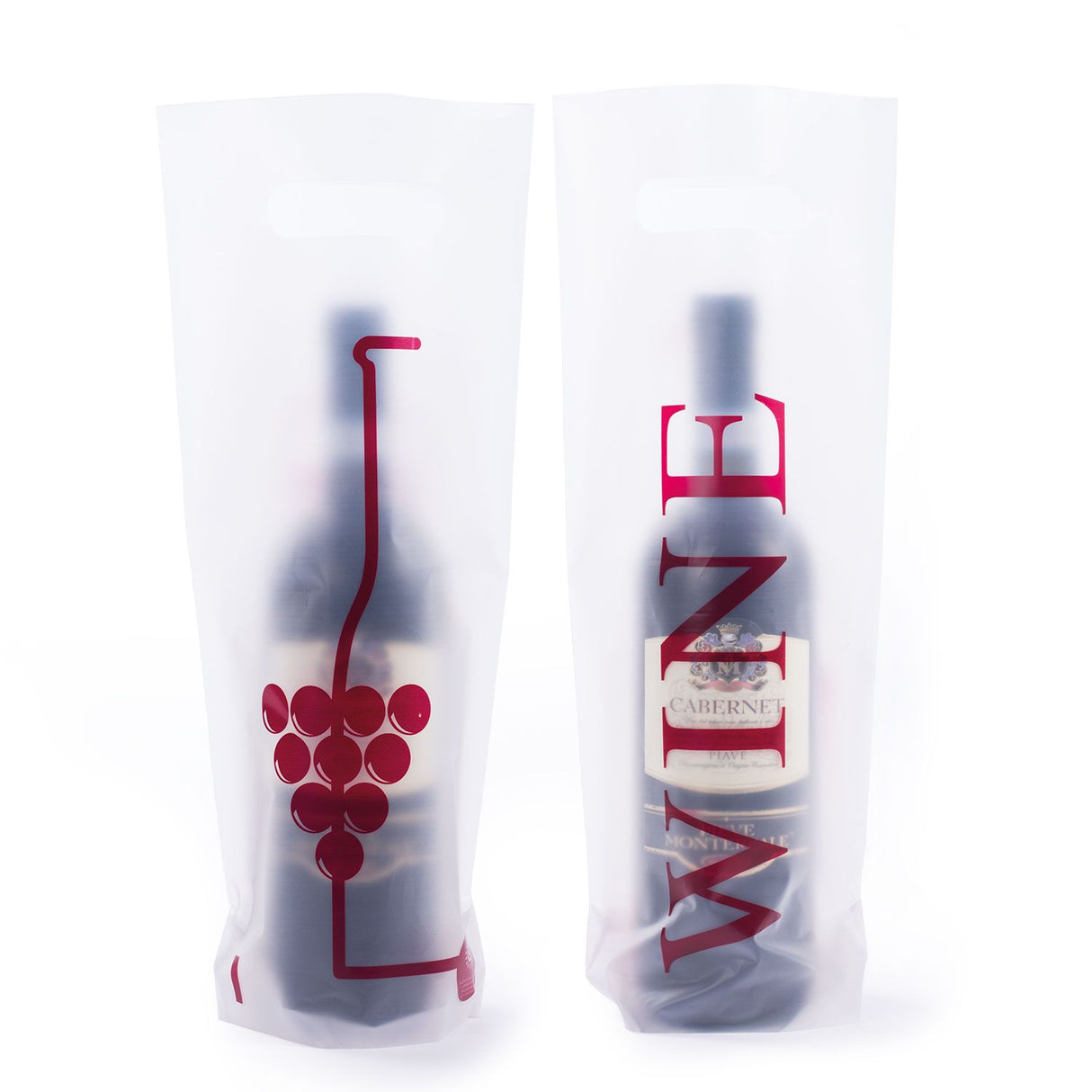 Shopper Plastica Wine con Stampa Fronte Retro Per Bottiglie