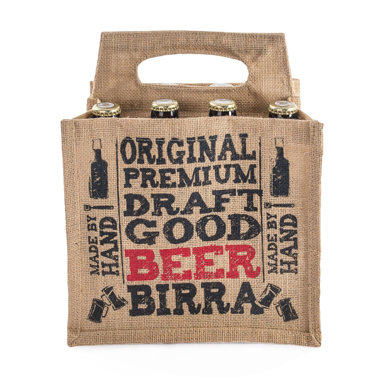 Shopper Juta Portabottiglie Birra con stampa Naturale