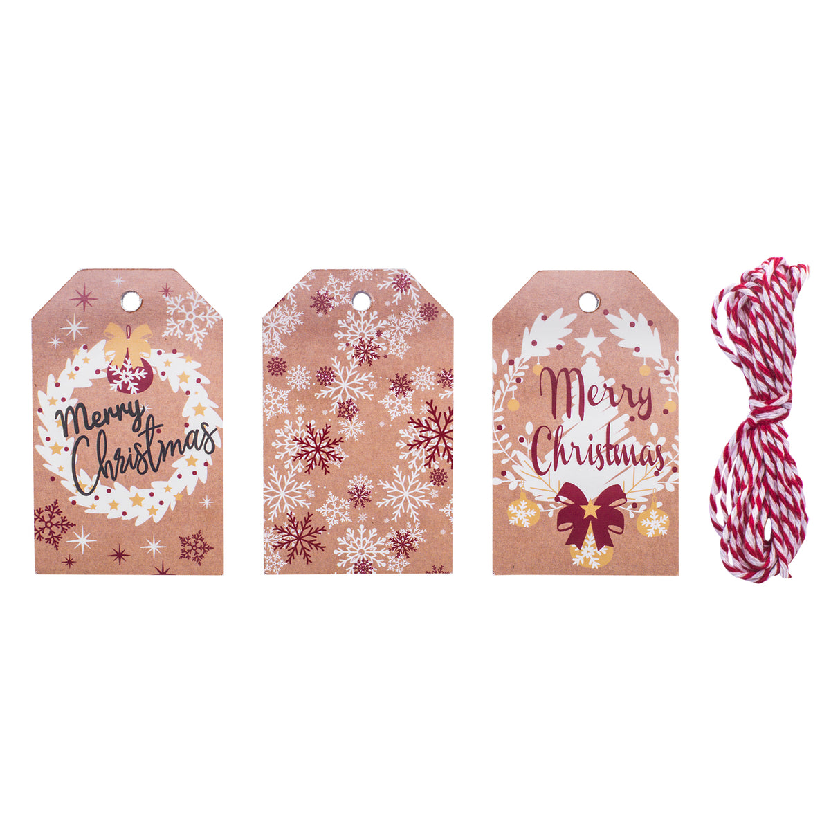 Tag Christmas Kraft Red Mix
