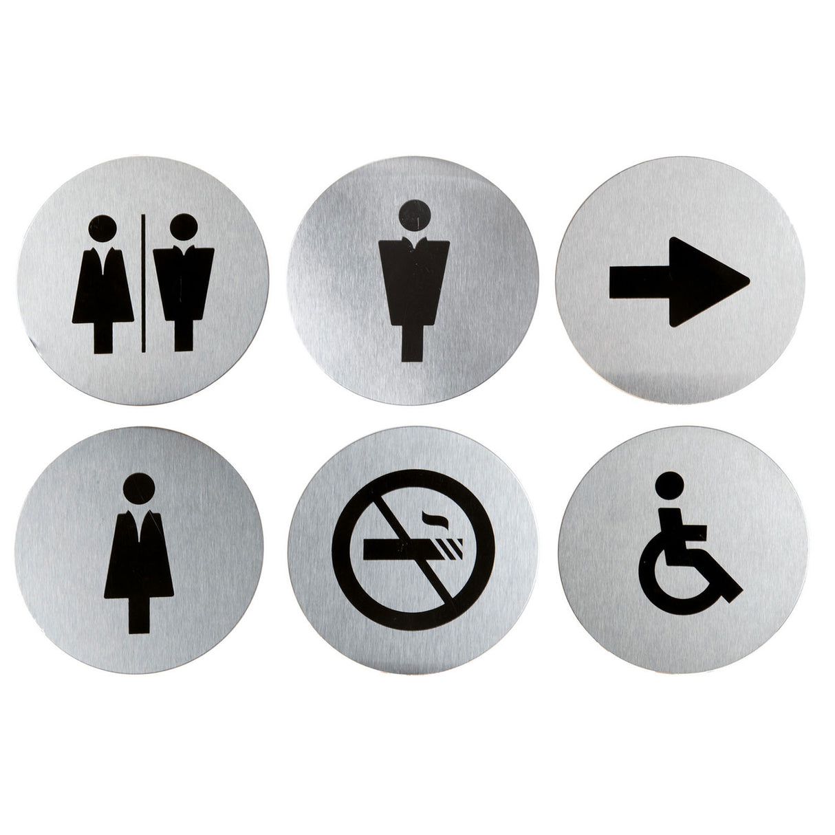 Set di Targhette Adesive in Acciaio con Pittogrammi