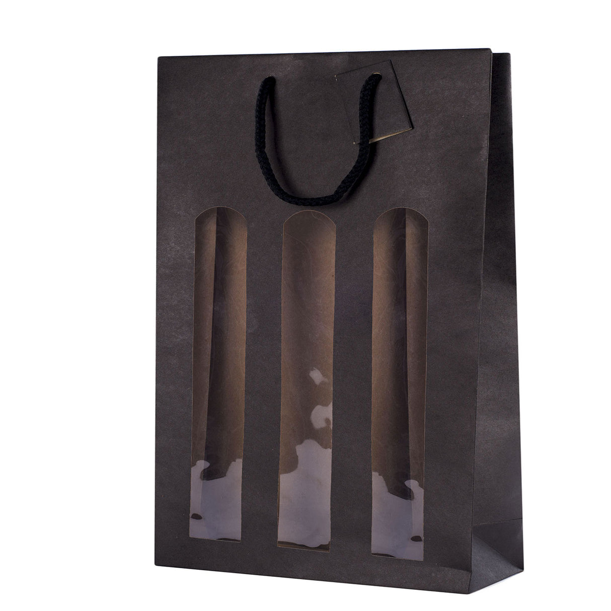 Shopper Carta Lusso per 3 Bottiglie con Finestra e Separatore
