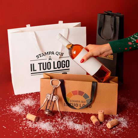 Shopper Carta Elegance manico Gros Grain Personalizzabile a Caldo